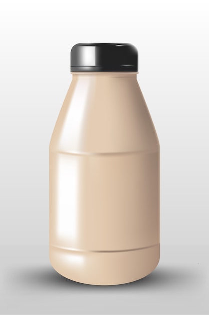 Vector plastic bottle coffee latte mockup