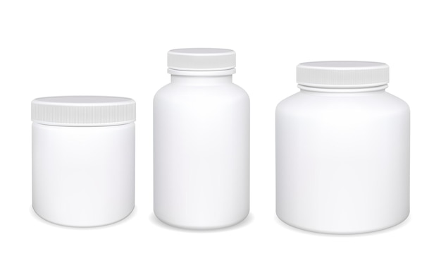 Plastic bottle isolated. white supplement pill bottles.