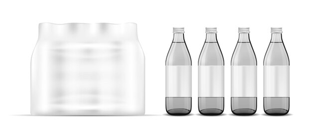 Plastic bottle packaging White glass bottle