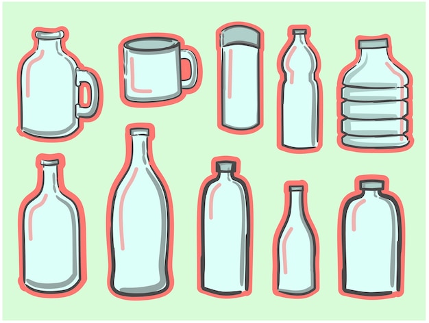 Plastic bottle vector cartoon set icon flat design vector illustration water container