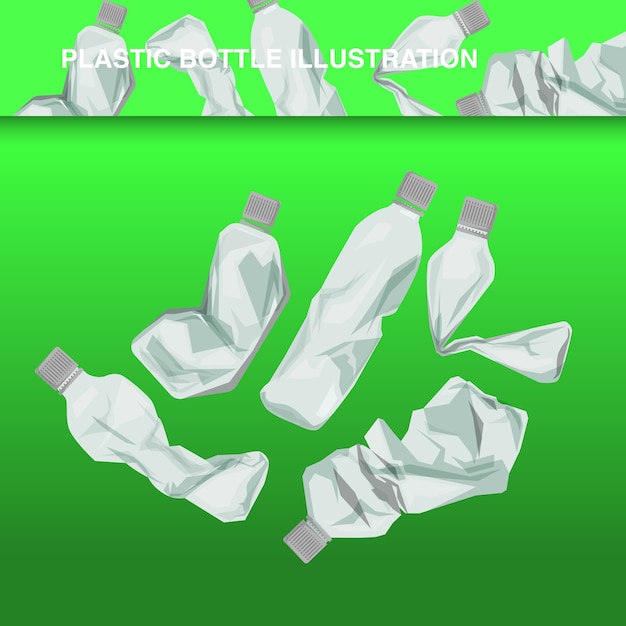 Plastic Bottle Waste Illustration set