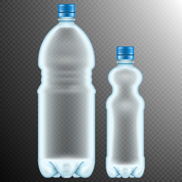 Vector plastic bottles. transparent.