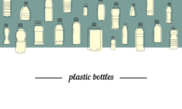 Vector plastic bottles with text on green background vector illustration