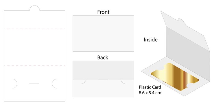 plastic card envelope die-cut template mockup