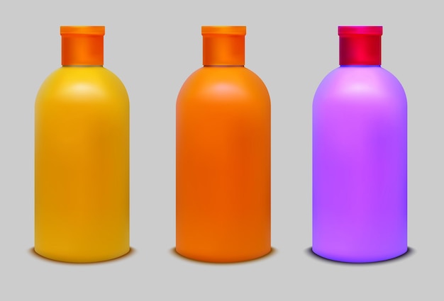 Vector plastic color bottle for juice shampoo and water