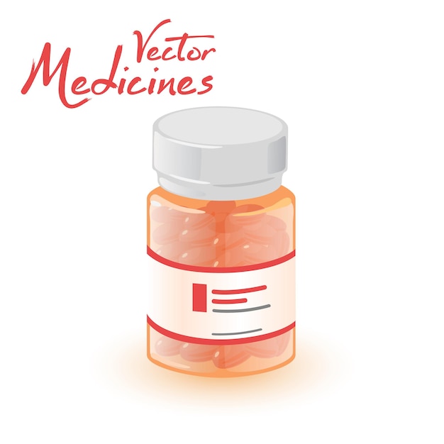 Plastic container filled with medication for health