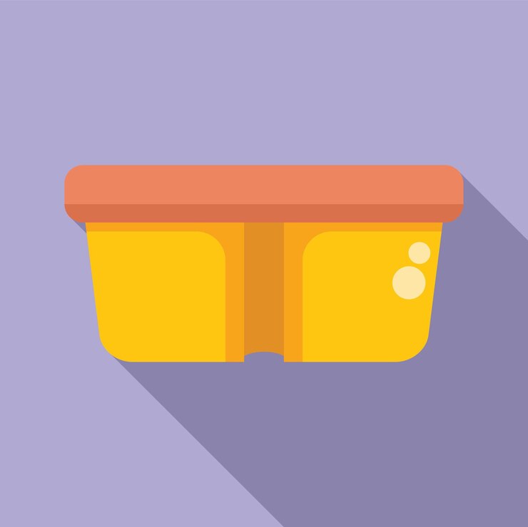 Vector plastic container with lid for storing food in refrigerator