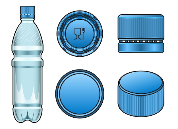 Icona del set di colori del vettore di sughero in plastica illustrazione vettoriale bottiglia di tappo su sfondo bianco icone del set di colori isolate tappo di plastica