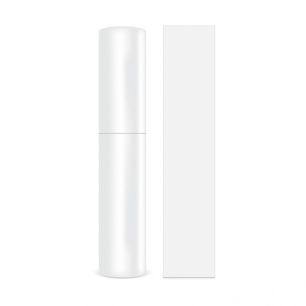 Plastic cosmetic tube with cardboard rectangular box