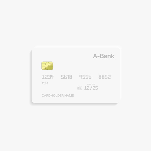 Vector plastic credit card mockup template on white background. white blank shopping card with shadow. vector illustration