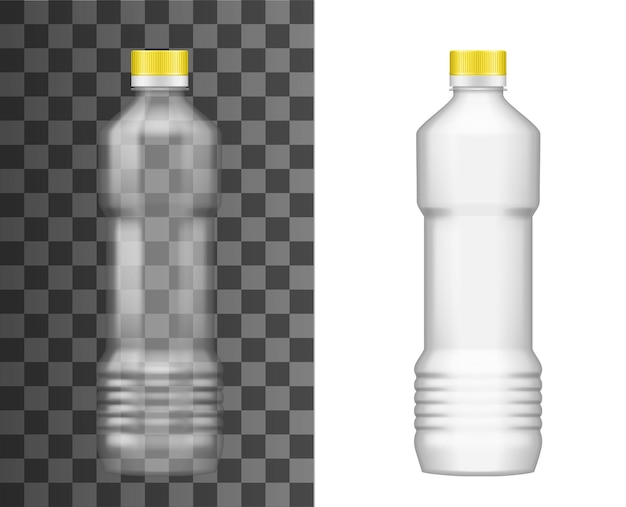 Plastic fles oliepakket realistische lege mockup