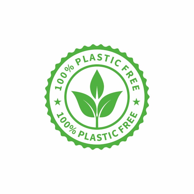 Plastic free green icon badge Bpa plastic free chemical mark Vector stock illustration