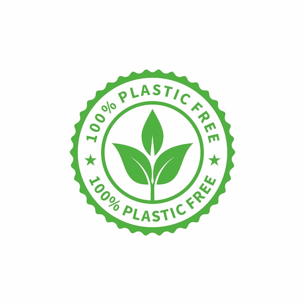 Plastic free green icon badge Bpa plastic free chemical mark Vector stock illustration