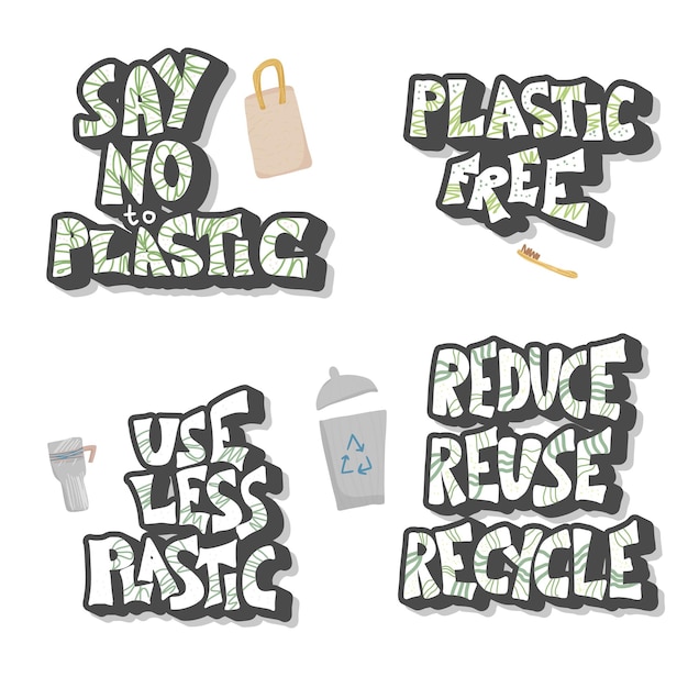 Vector plastic free vector concept with text and symbols