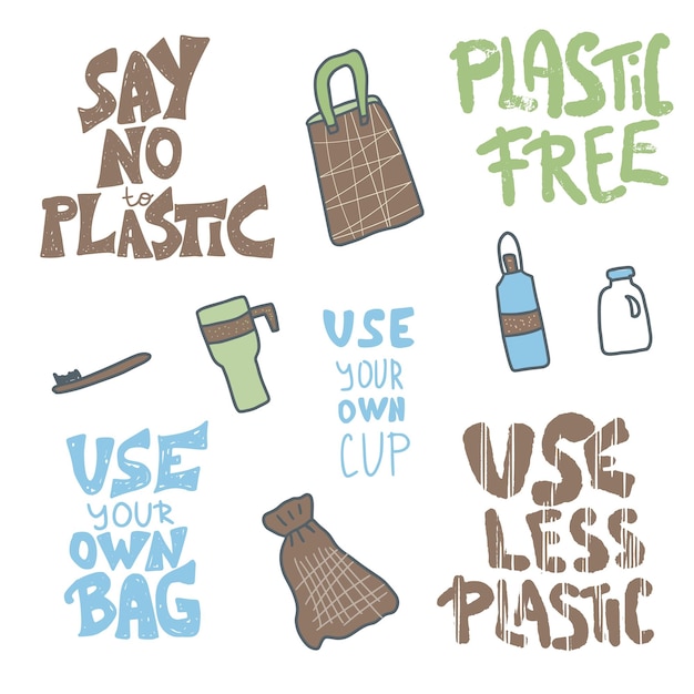 Vector plastic free vector concept with text and symbols