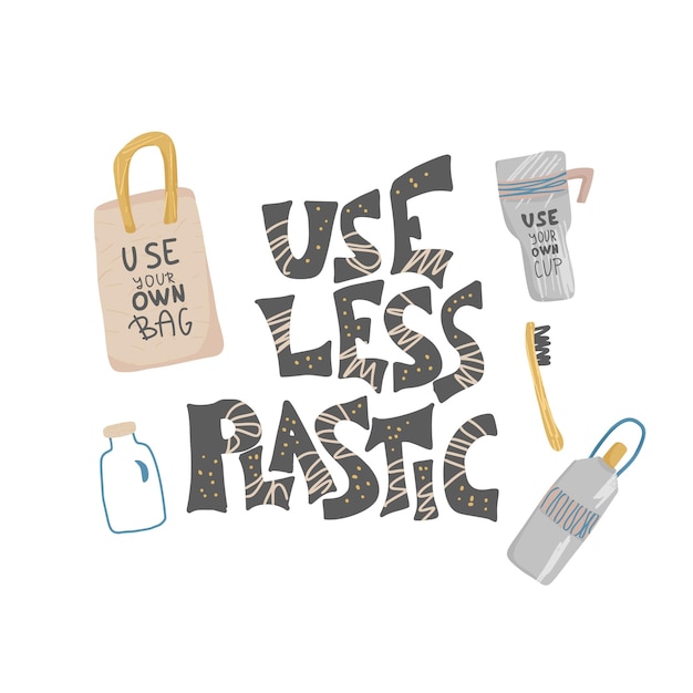 Vector plastic free vector concept with text and symbols