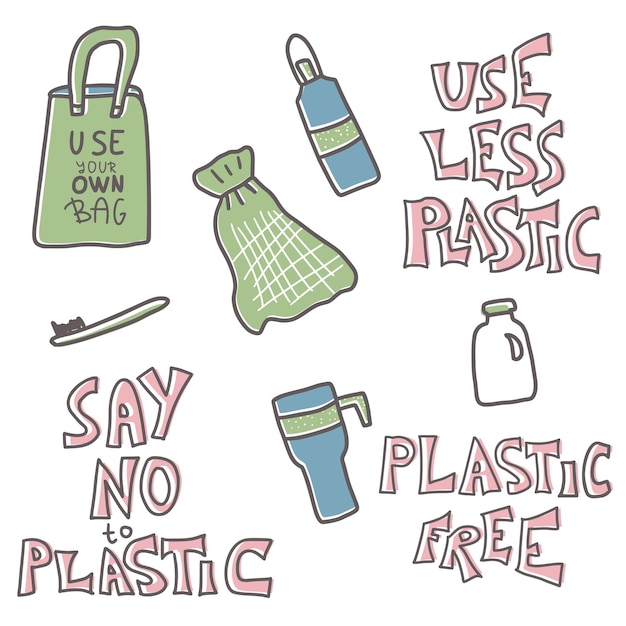 Plastic free vector concept with text and symbols