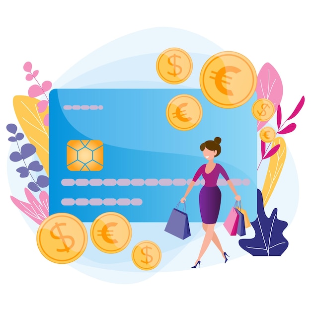 Plastic geld financiële transacties online winkelen credit- en debetkaart cashback-service