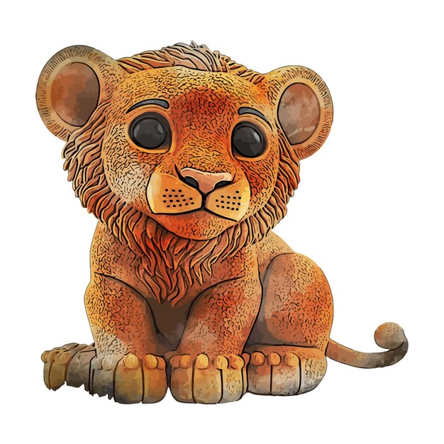 Plastic Lion Toy Watercolor vector Illustration