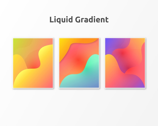 Plastic liquid gradient waves backgrounds set