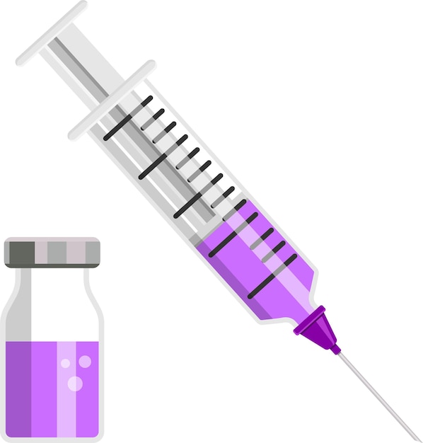 Plastic medical syringe and vial icon