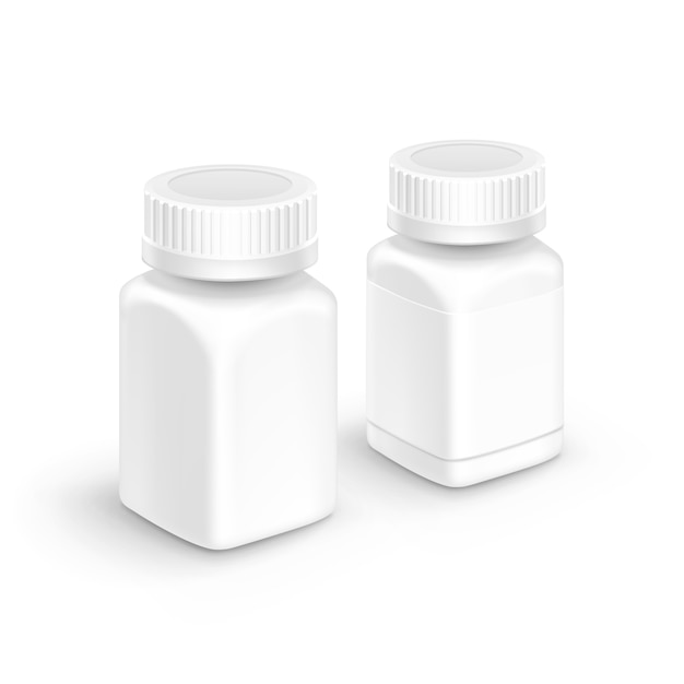 Plastic packaging bottle with cap for pills