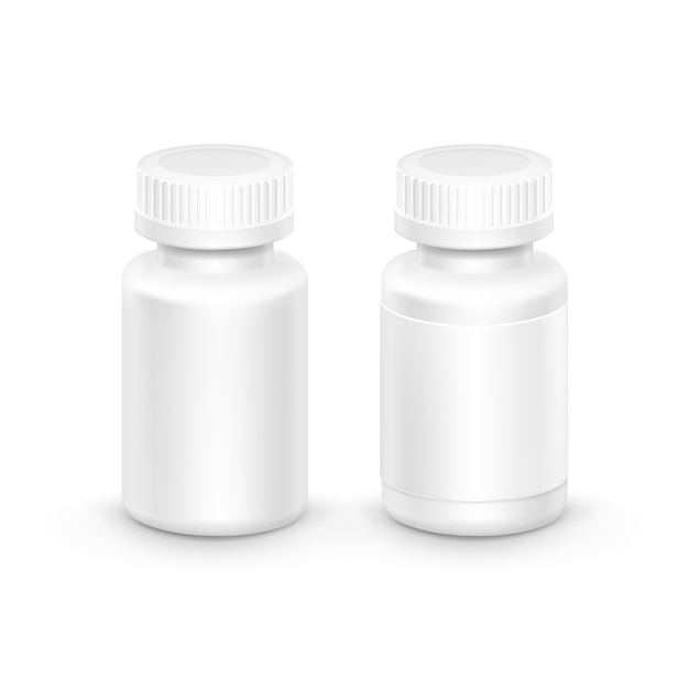 Vector plastic packaging bottle with cap for pills