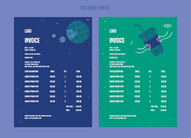 Plastic Pollution Save Our Planet Flat Illustration of Recycling Plastic Sale Invoice template