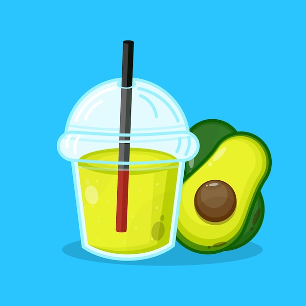 Vector plastic sap beker avocado schattig icoon