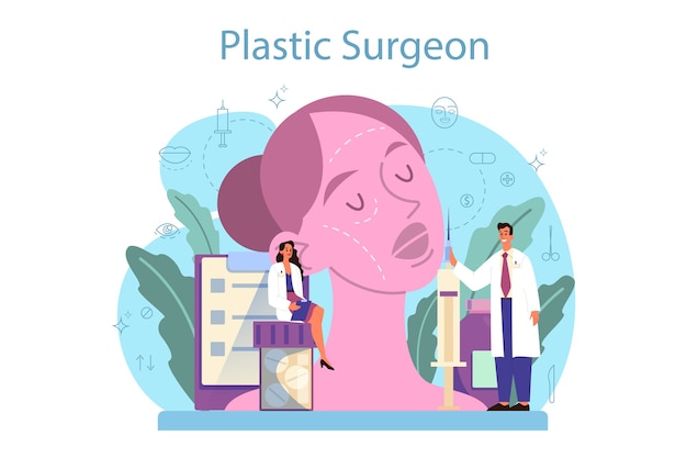 Plastic surgeon concept in flat design