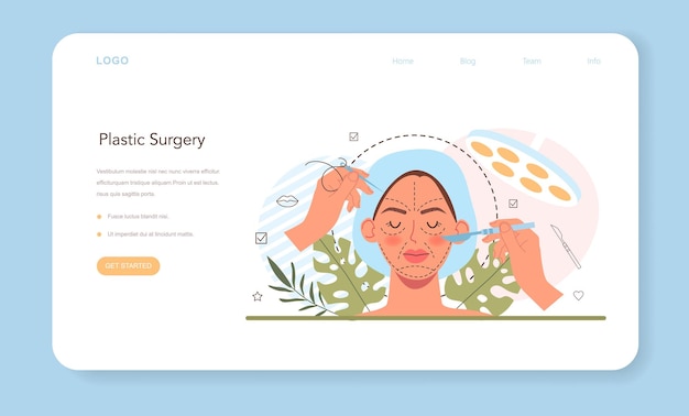 성형 수술 웹 배너 또는 방문 페이지. 현대적인 얼굴 미학의 아이디어