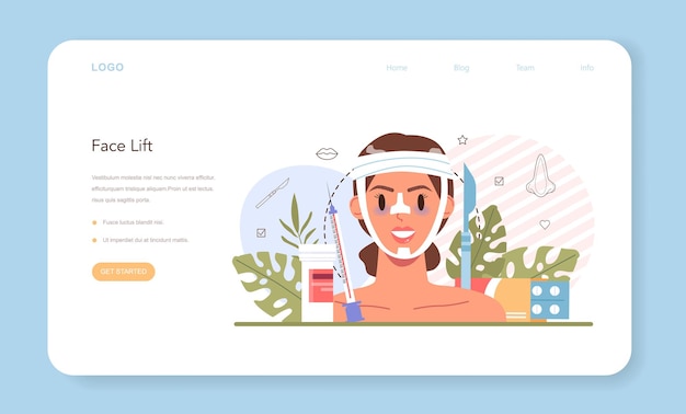 ベクトル 現代の顔の美学の整形手術のウェブバナーまたはランディングページのアイデア