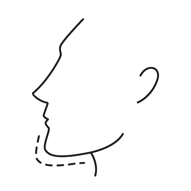 Plastic Surgery Woman or man face Vector Illustration and icon Jaw or chin