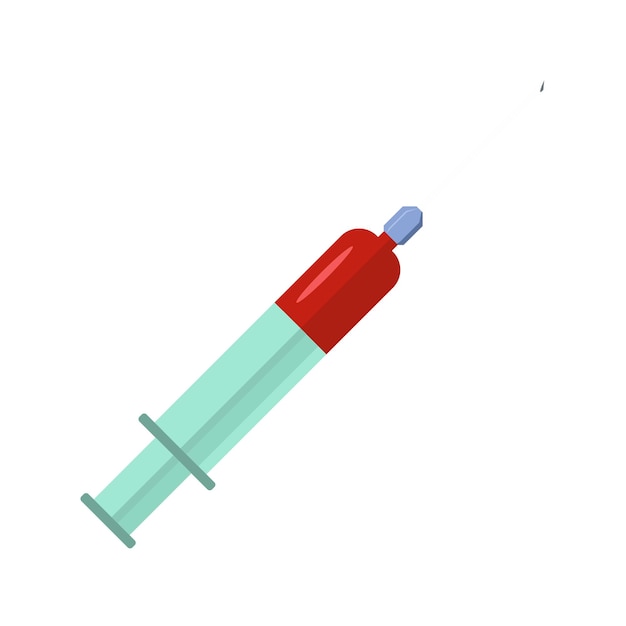 Plastic syringe icon Flat illustration of plastic syringe vector icon for web