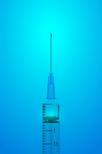 Plastic syringe with needle vaccination concept