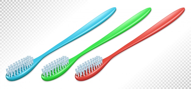 Vector plastic toothbrushes of different colors.