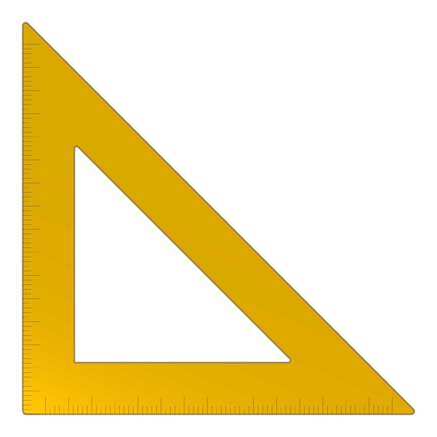 Icona del triangolo in plastica vettore cartoon strumento angolare strumento geometria