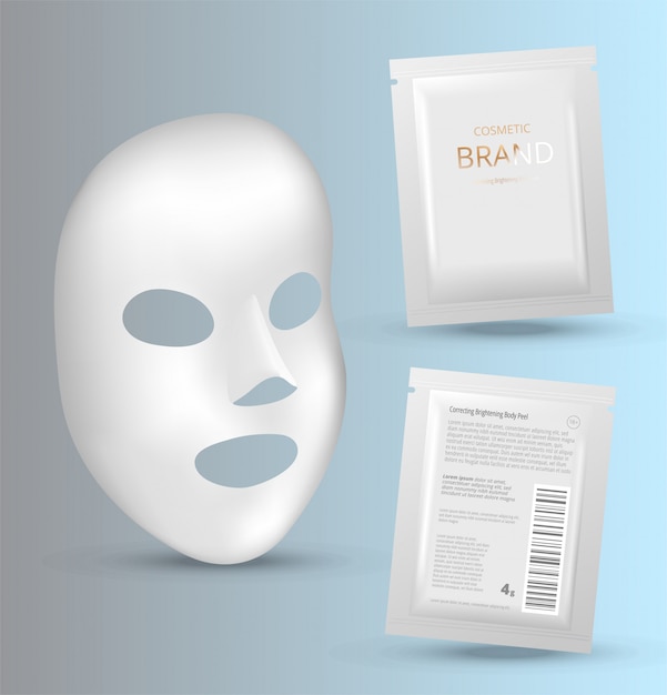 Plastic verpakking met bladmasker. Blanco folie of plastic zakje voor voedsel of medicijnen.