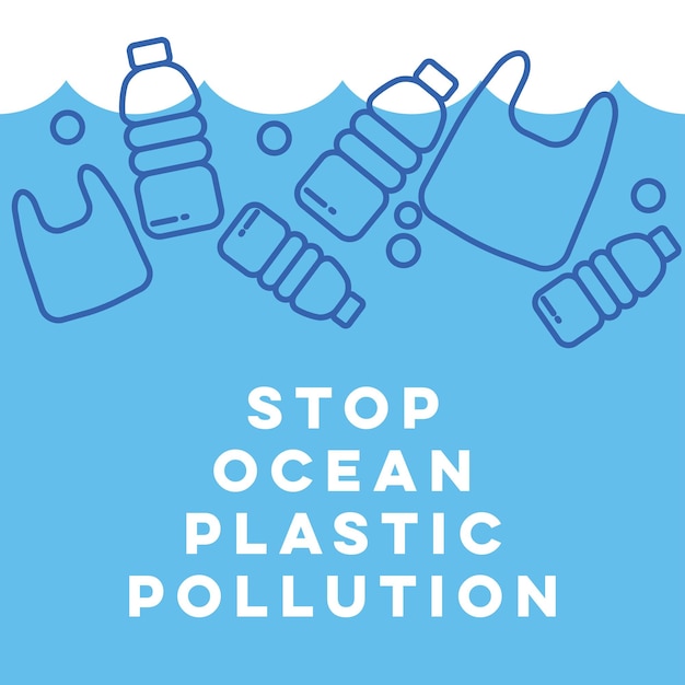 Vector plastic waste in the ocean concept sea pollution