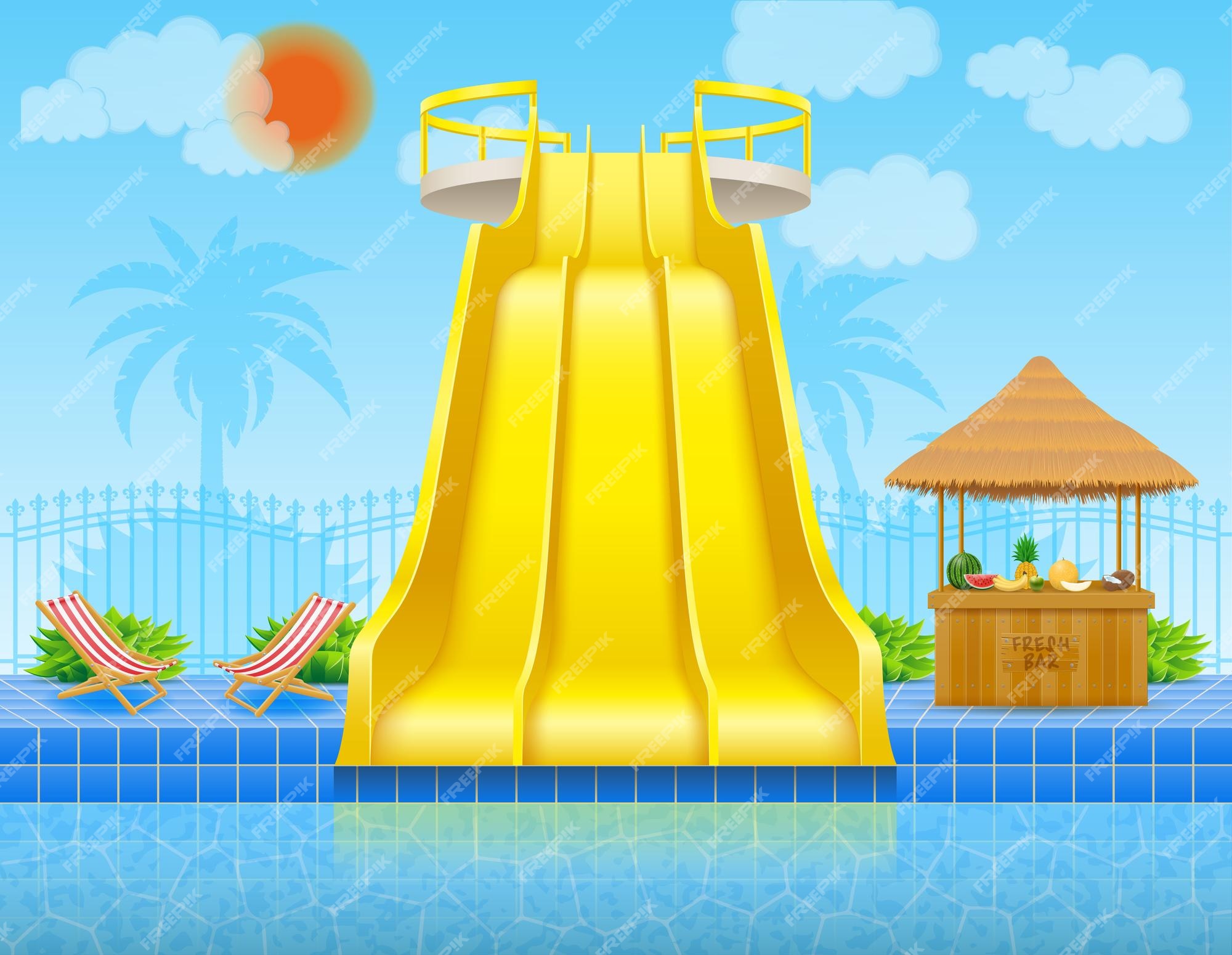 Premium Vector | Plastic water slide in the aqua park vector illustration  isolated on white background