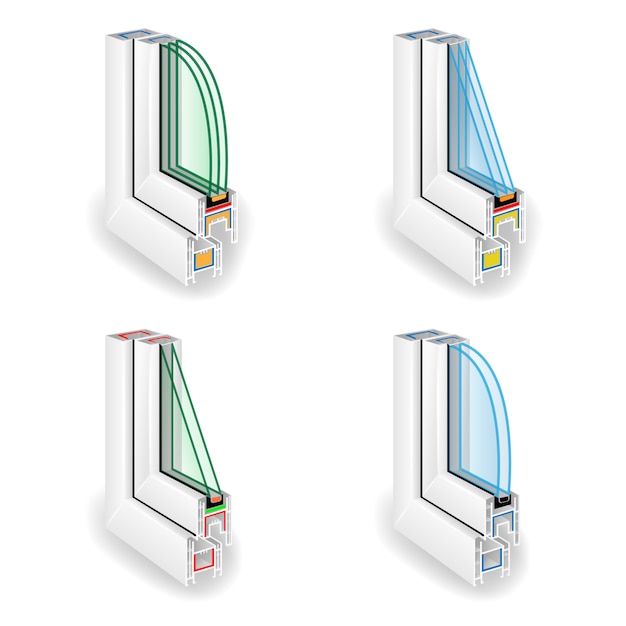 Vector plastic window frame profile