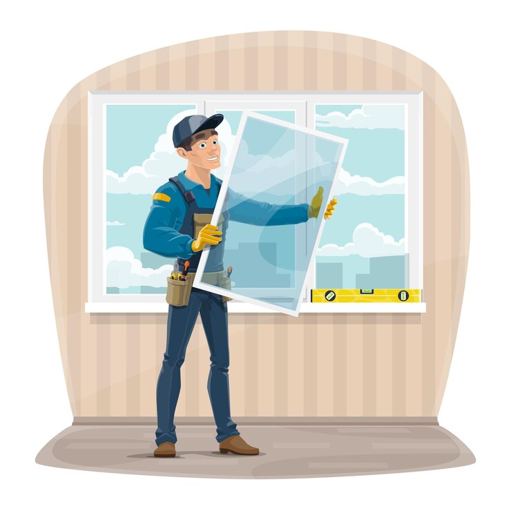 Vector plastic windows install and repair service