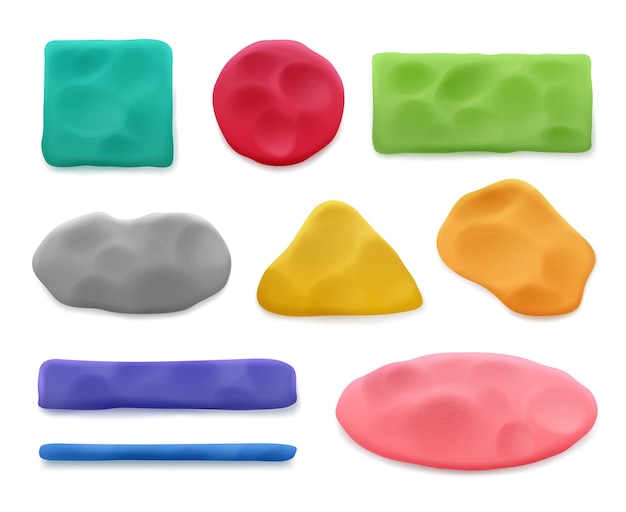 Vector plasticine geometric colored shapes of plasticine decent vector realistic templates