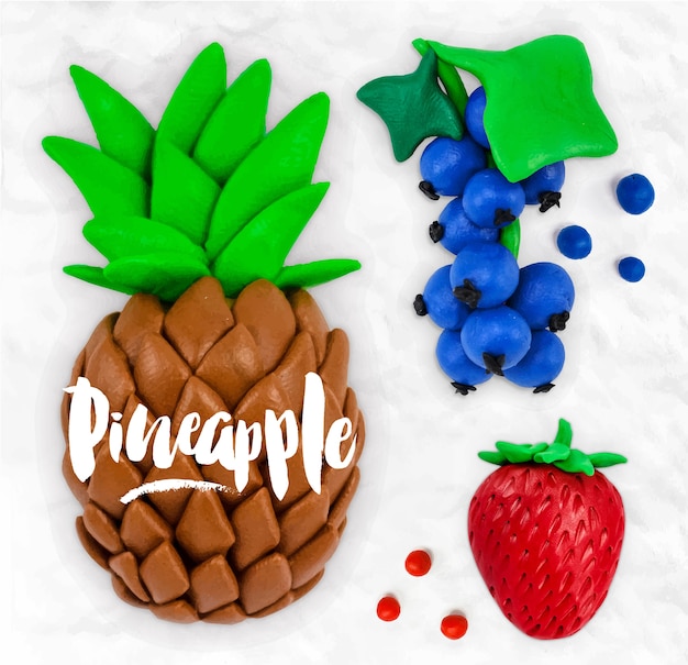 Plasticine modeling fruits