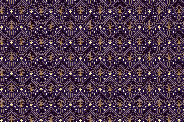 Vector plat design art deco paars en gouden patroon
