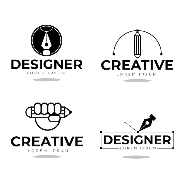 Vector plat grafisch ontwerper logo set