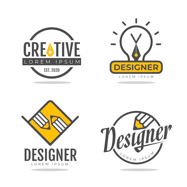 Plat grafisch ontwerper logo set