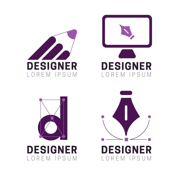 Vector plat grafisch ontwerper logo set