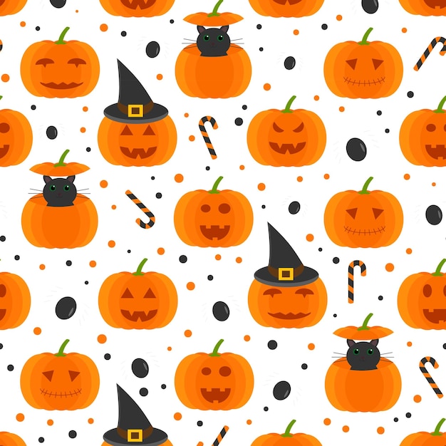 Plat Halloween-patroon met pompoen