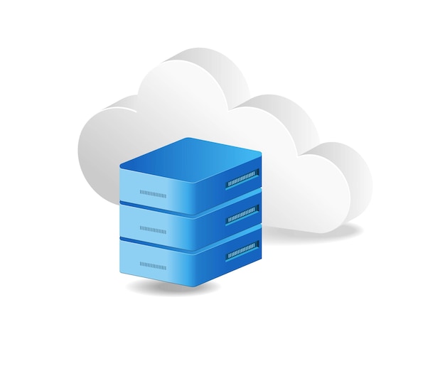 Plat isometrische 3d illustratie van cloud server concept